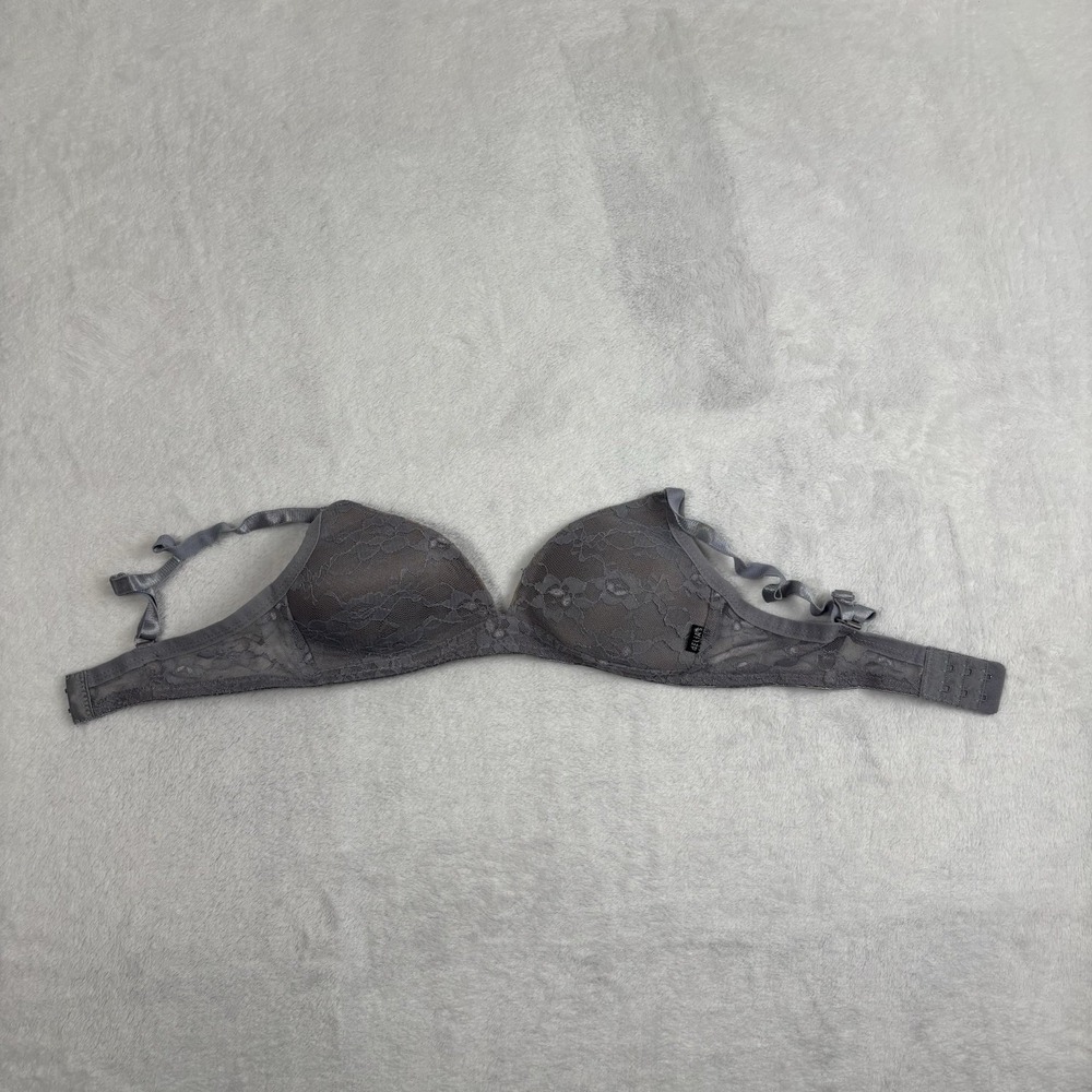 dElia's‎ Grey Floral Lace Padded Bra Women's Size 34A